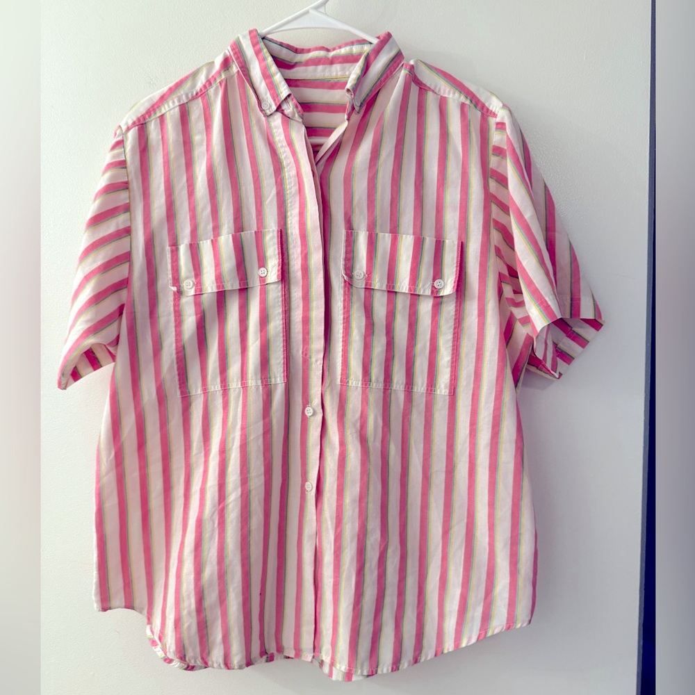 Vintage Pink and White Striped Shirt